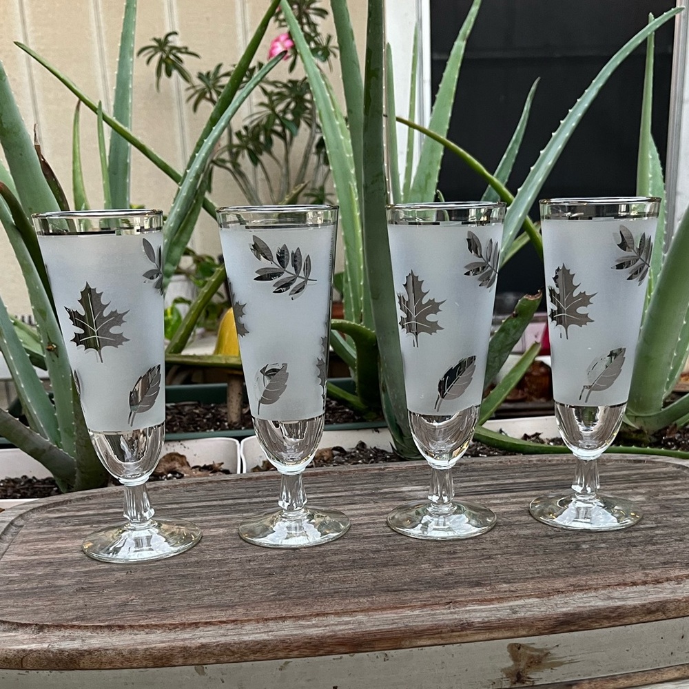 Vintage Libbey Autumn Leaf Footed Pilsner Glasses~Set of 4